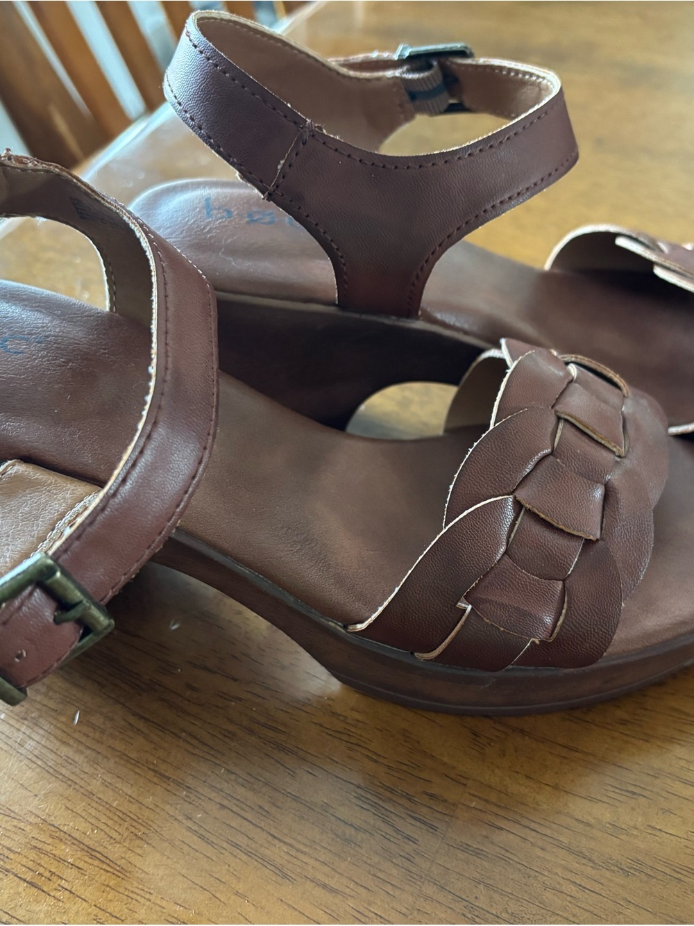 BOC Woven Leather Ankle-Strap Sandal - Brown